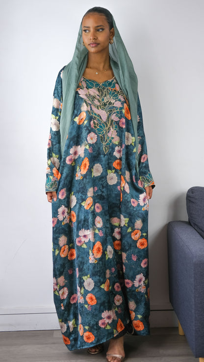 Green Silk Saudi Dress | NATIVESK