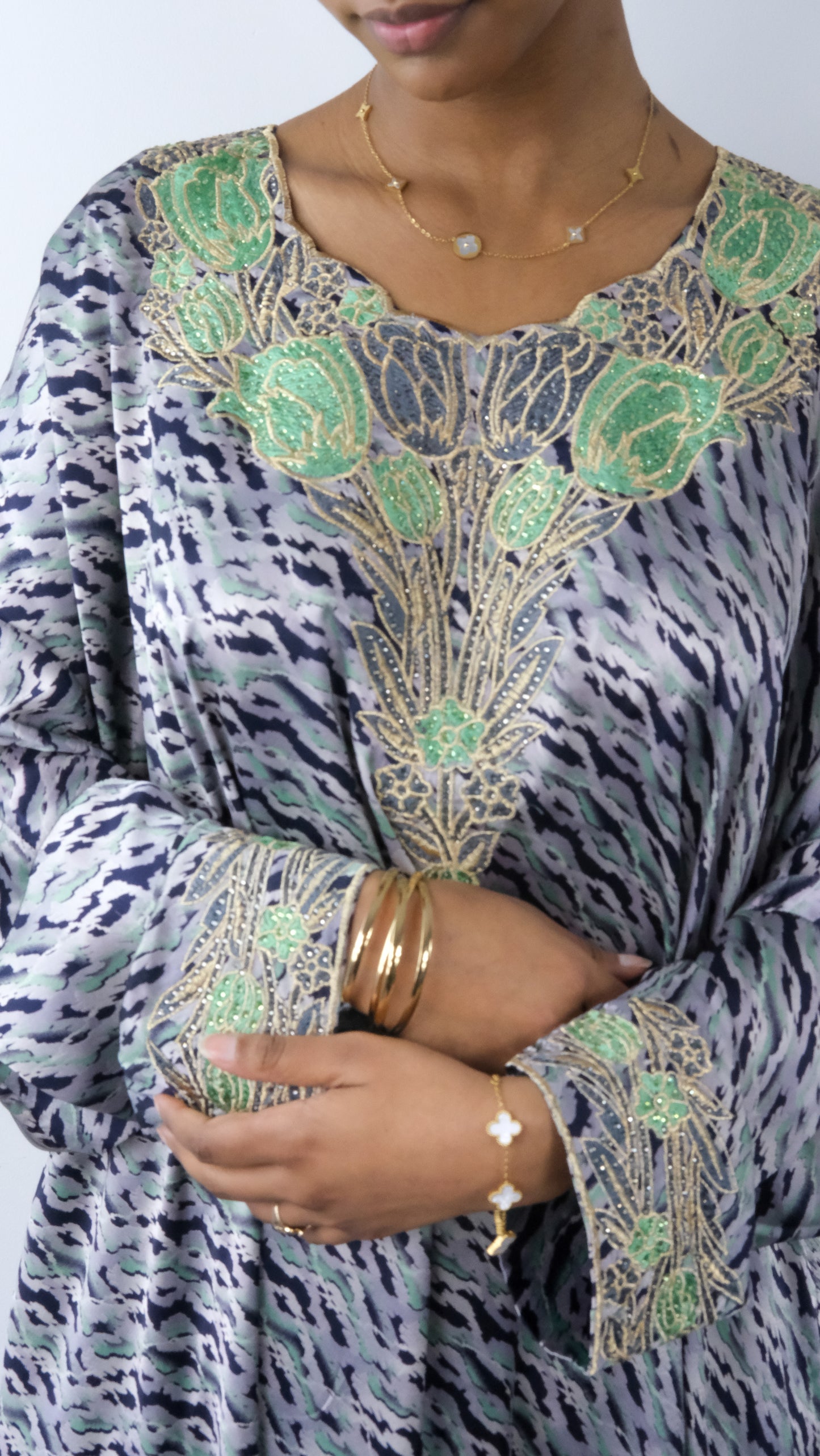 Grey Silk Saudi Dress | NATIVESK