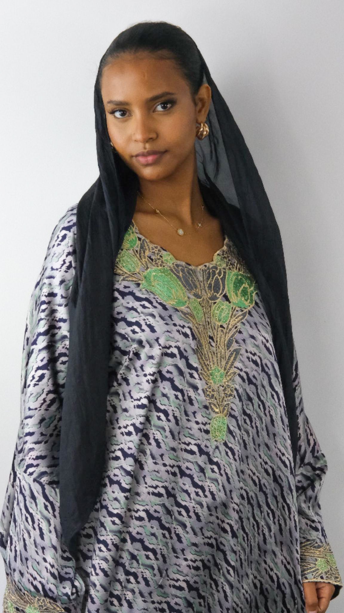 Grey Silk Saudi Dress | NATIVESK